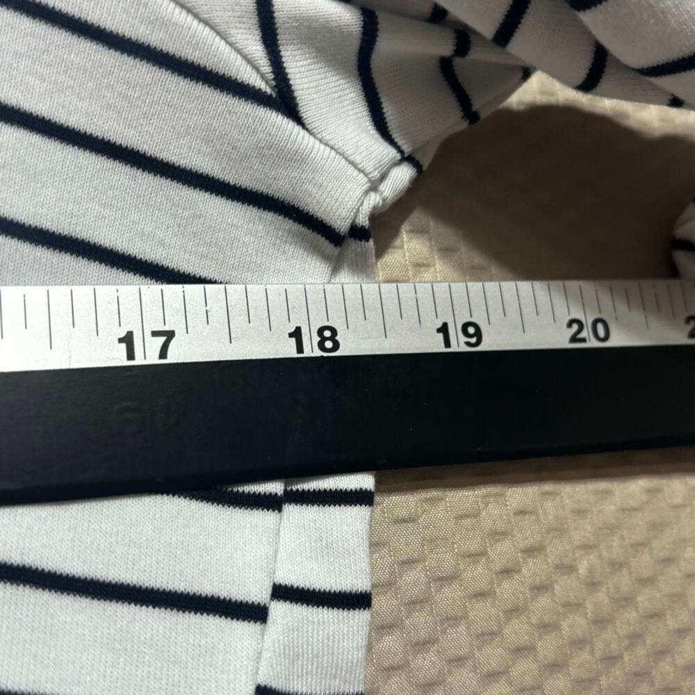 J.Jill Pima Cotton Stripe V-Neck Top Small Petite 3/4 Sleeve Black White Tee - Picture 6 of 8
